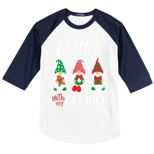 Funny Christmas Chillin With My Gnomies Cute Gnomes Friends Gift Baseball Sleeve Shirt