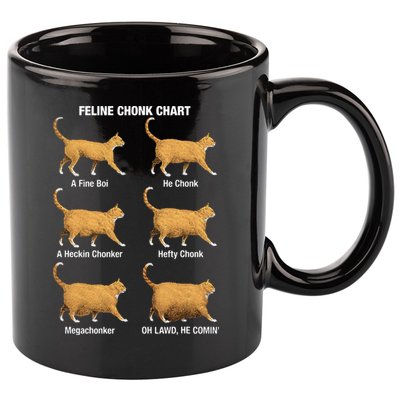 Feline Chonk Cat Chart Funny Dank Meme Oh Lawd He Comin 11oz C Handle Ceramic Mug