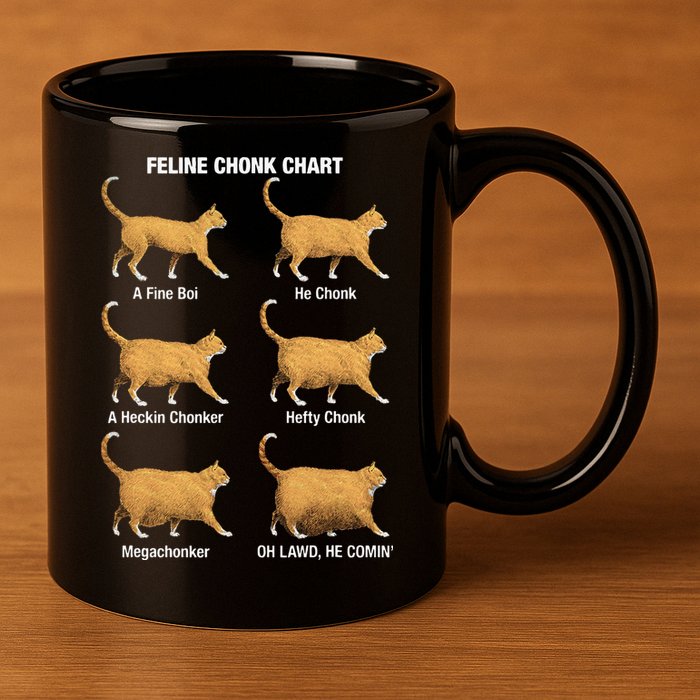 Feline Chonk Cat Chart Funny Dank Meme Oh Lawd He Comin 11oz C Handle Ceramic Mug