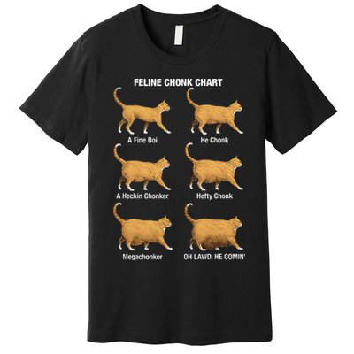 Feline Chonk Cat Chart Funny Dank Meme Oh Lawd He Comin Premium T-Shirt