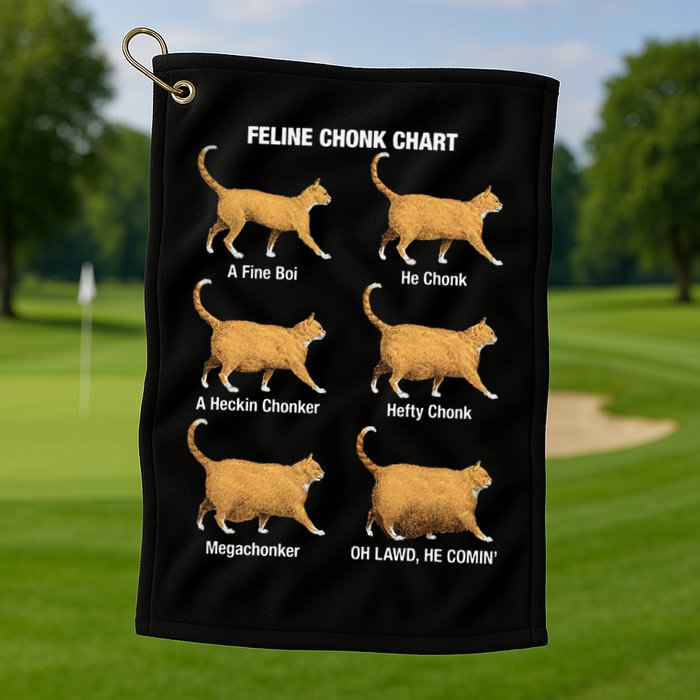 Feline Chonk Cat Chart Funny Dank Meme Oh Lawd He Comin Golf Towel