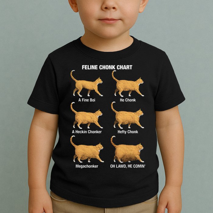 Feline Chonk Cat Chart Funny Dank Meme Oh Lawd He Comin Toddler T-Shirt