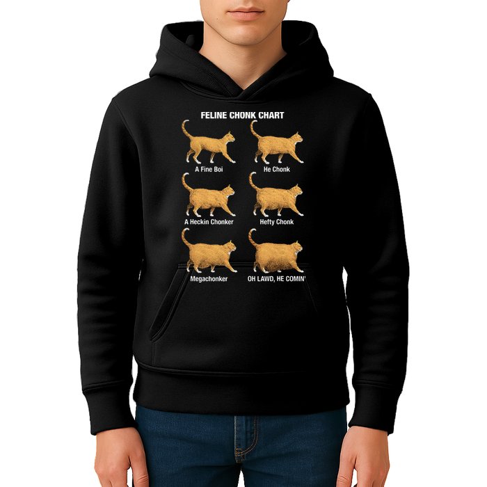 Feline Chonk Cat Chart Funny Dank Meme Oh Lawd He Comin Kids Hoodie