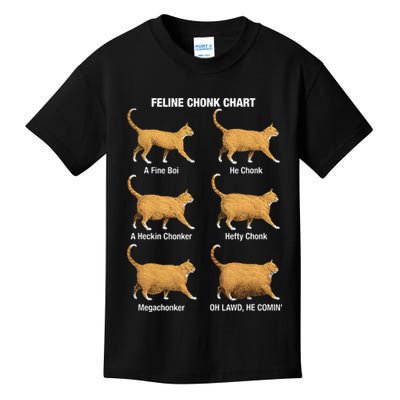 Feline Chonk Cat Chart Funny Dank Meme Oh Lawd He Comin Kids T-Shirt
