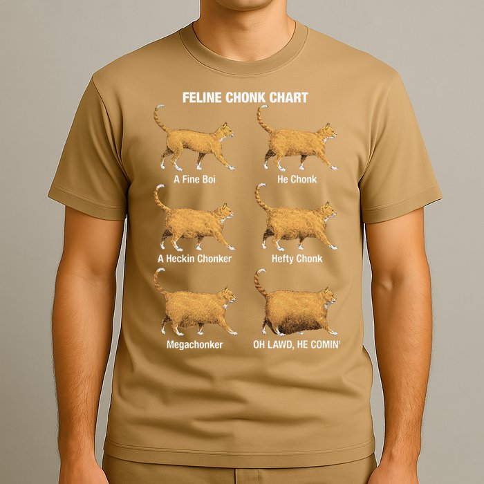 Feline Chonk Cat Chart Funny Dank Meme Oh Lawd He Comin T-Shirt