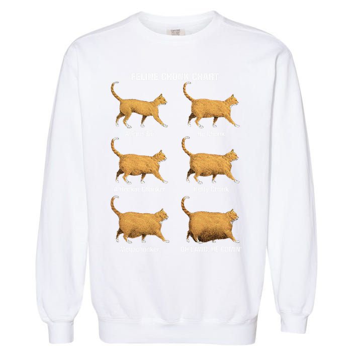Feline Chonk Cat Chart Funny Dank Meme Oh Lawd He Comin Garment-Dyed Sweatshirt