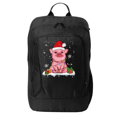 Funny Christmas Cute Santa Pig Light In Snow Lovers Pajamas Great Gift City Backpack