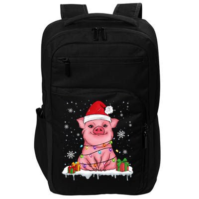 Funny Christmas Cute Santa Pig Light In Snow Lovers Pajamas Great Gift Impact Tech Backpack