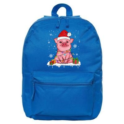 Funny Christmas Cute Santa Pig Light In Snow Lovers Pajamas Great Gift 16 in Basic Backpack