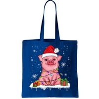 Funny Christmas Cute Santa Pig Light In Snow Lovers Pajamas Great Gift Tote Bag