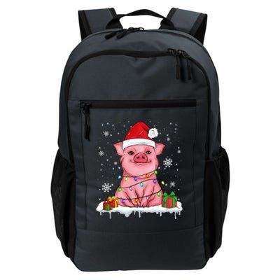 Funny Christmas Cute Santa Pig Light In Snow Lovers Pajamas Great Gift Daily Commute Backpack