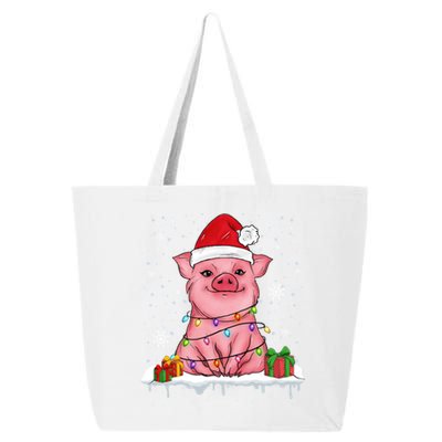 Funny Christmas Cute Santa Pig Light In Snow Lovers Pajamas Great Gift 25L Jumbo Tote