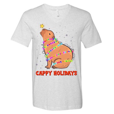 Funny Cute Christmas Cappy Holidays Capybara V-Neck T-Shirt