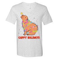 Funny Cute Christmas Cappy Holidays Capybara V-Neck T-Shirt