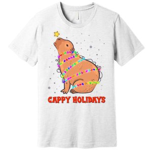 Funny Cute Christmas Cappy Holidays Capybara Premium T-Shirt