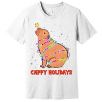 Funny Cute Christmas Cappy Holidays Capybara Premium T-Shirt