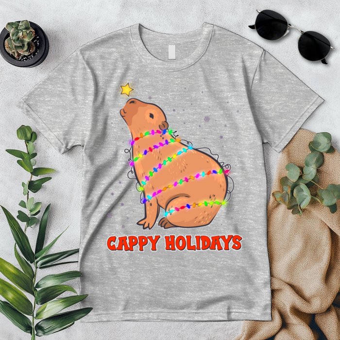 Funny Cute Christmas Cappy Holidays Capybara Premium T-Shirt
