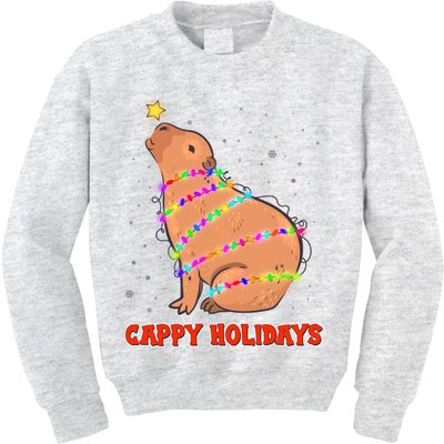 Funny Cute Christmas Cappy Holidays Capybara Kids Sweatshirt