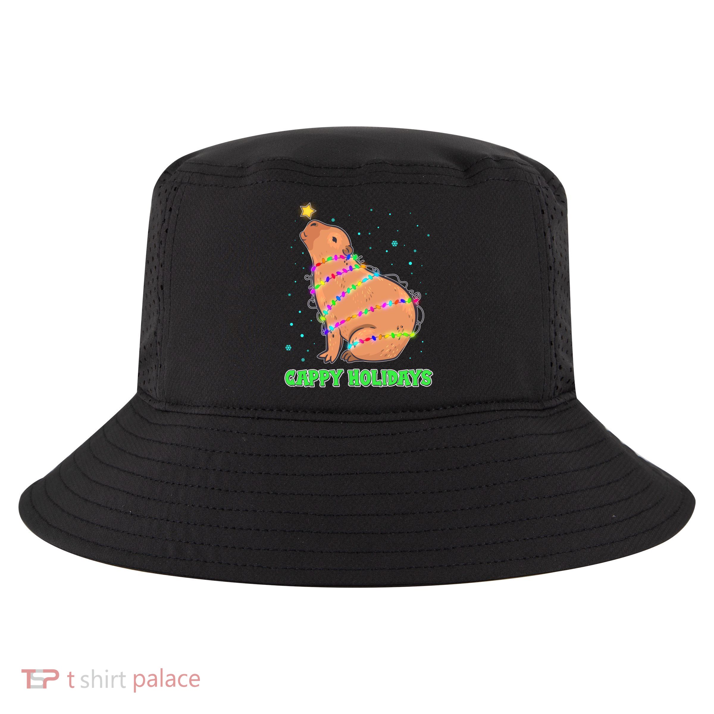 Funny Cute Christmas Cappy Holidays Capybara Cool Comfort Performance Bucket Hat