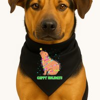 Funny Cute Christmas Cappy Holidays Capybara USA-Made Doggie Bandana