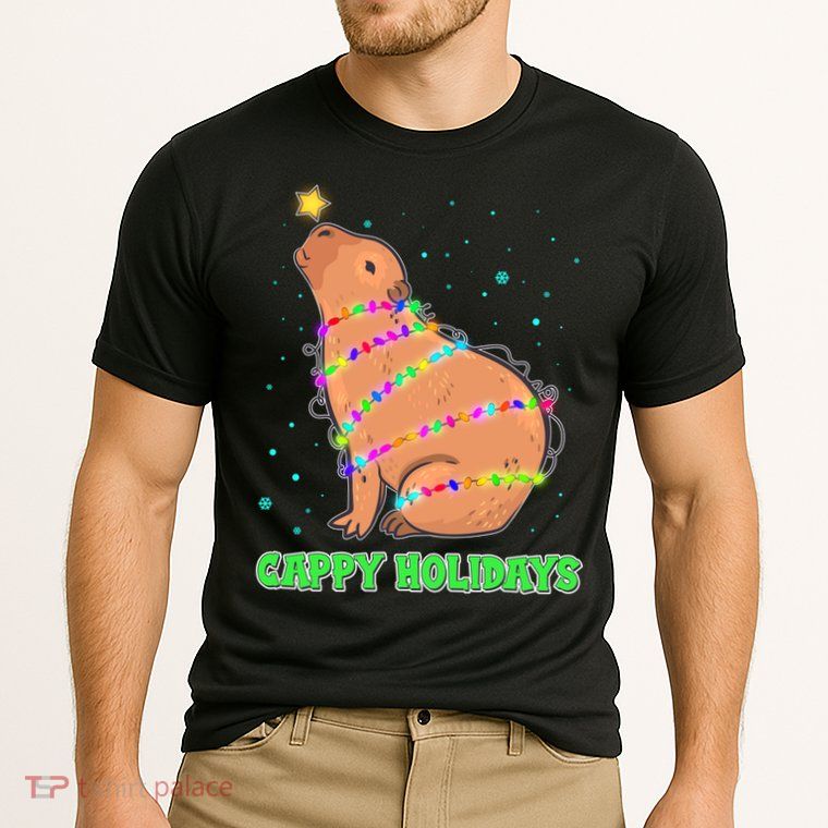 Funny Cute Christmas Cappy Holidays Capybara Performance Shirt