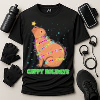 Funny Cute Christmas Cappy Holidays Capybara Performance Shirt