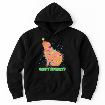 Funny Cute Christmas Cappy Holidays Capybara Hoodie