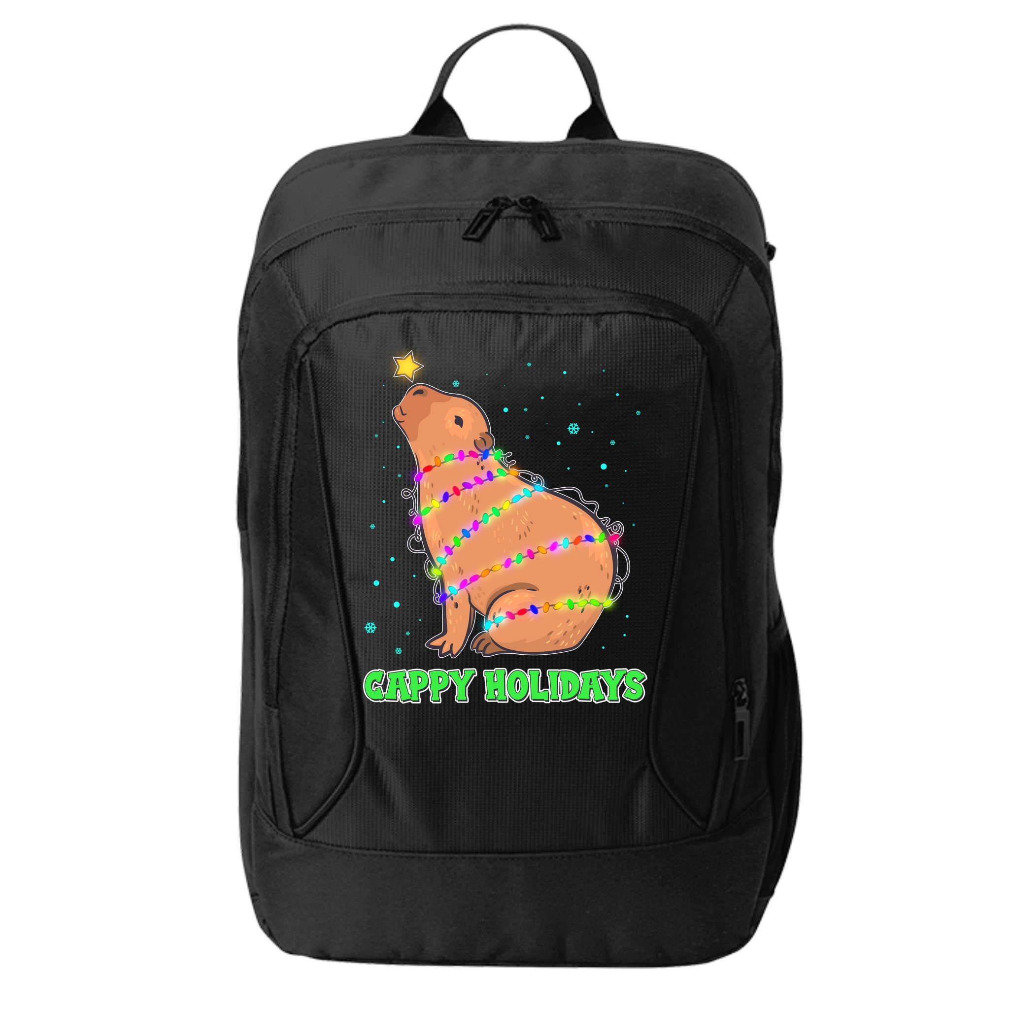 Funny Cute Christmas Cappy Holidays Capybara City Backpack