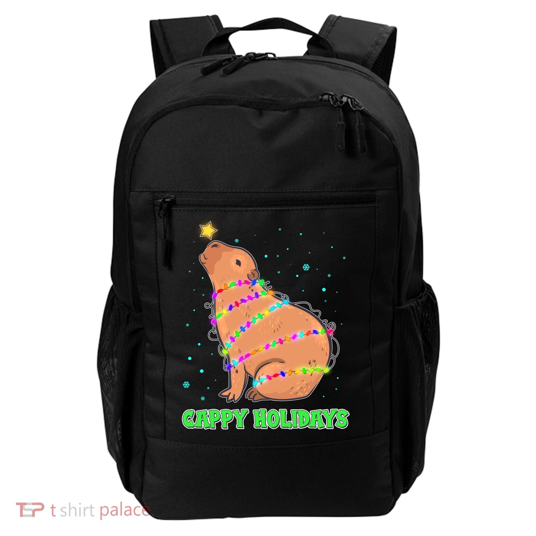 Funny Cute Christmas Cappy Holidays Capybara Daily Commute Backpack