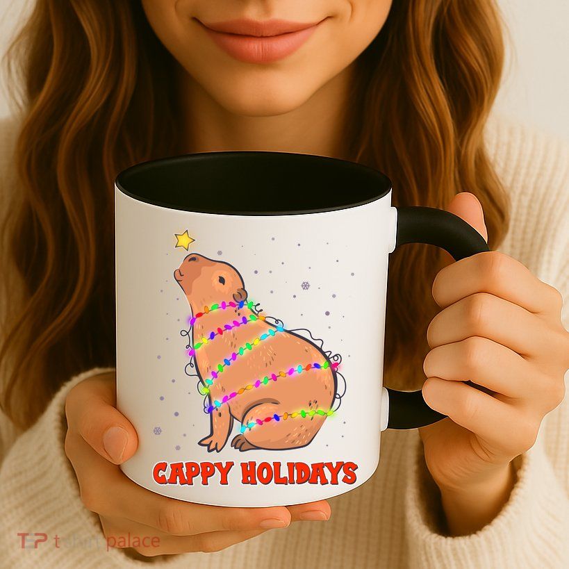 Funny Cute Christmas Cappy Holidays Capybara Mug