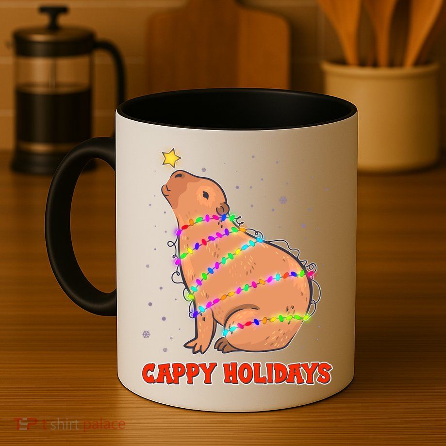 Funny Cute Christmas Cappy Holidays Capybara Mug