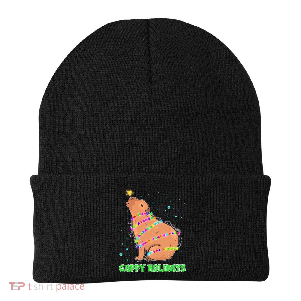 Funny Cute Christmas Cappy Holidays Capybara Beanie