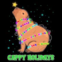 Funny Cute Christmas Cappy Holidays Capybara Drawstring Bag