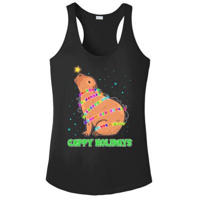 Funny Cute Christmas Cappy Holidays Capybara Ladies PosiCharge Competitor Racerback Tank