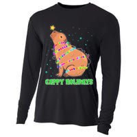 Funny Cute Christmas Cappy Holidays Capybara Cooling Performance Long Sleeve Crew