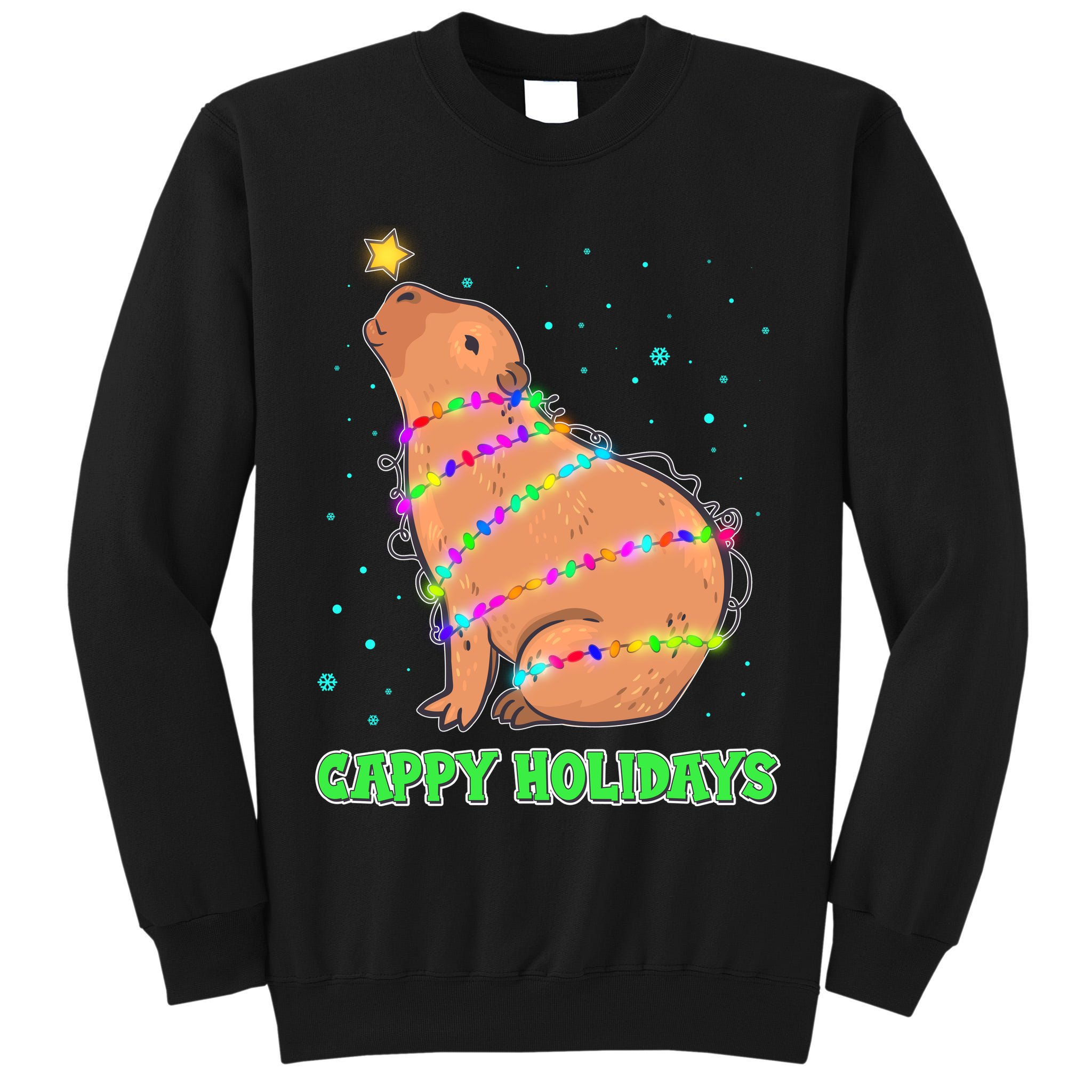 Funny Cute Christmas Cappy Holidays Capybara Tall Sweatshirt