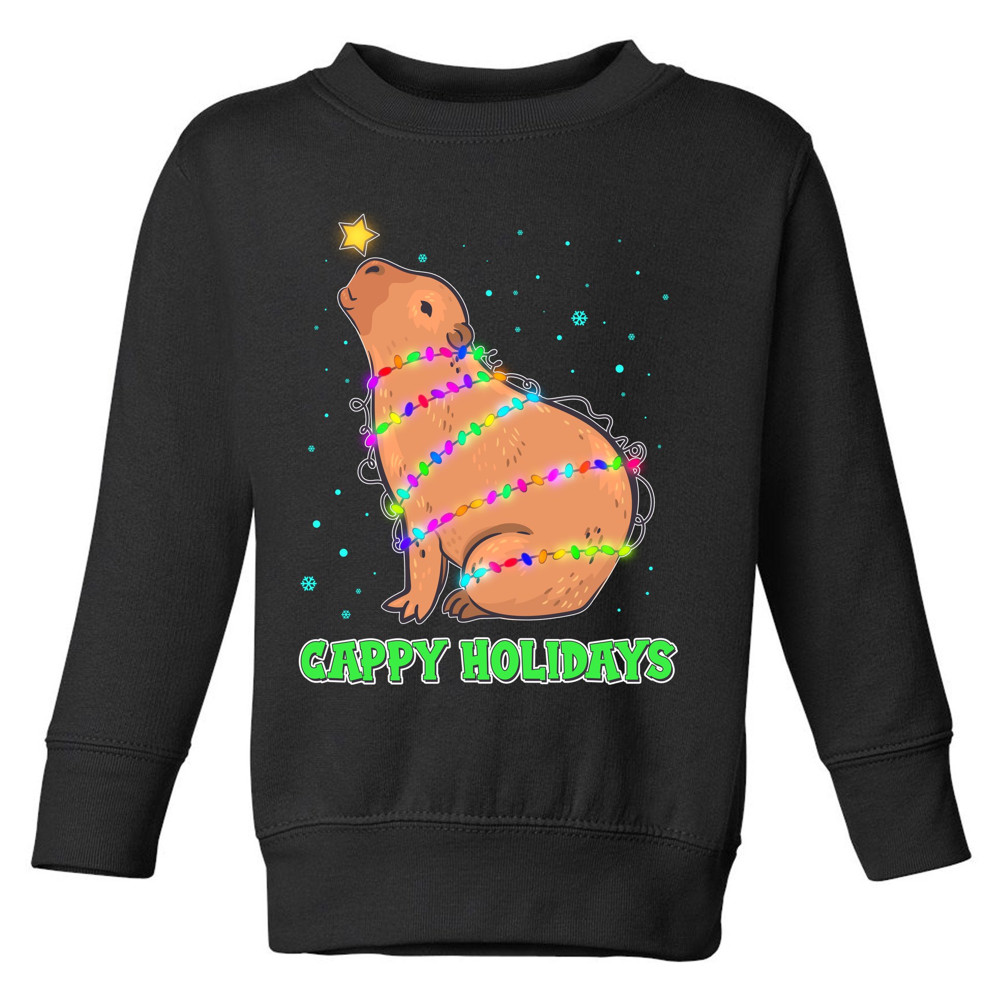 Funny Cute Christmas Cappy Holidays Capybara Toddler Sweatshirt