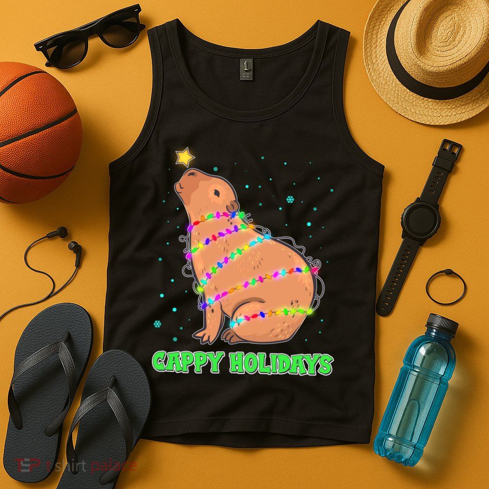 Funny Cute Christmas Cappy Holidays Capybara Tank Top