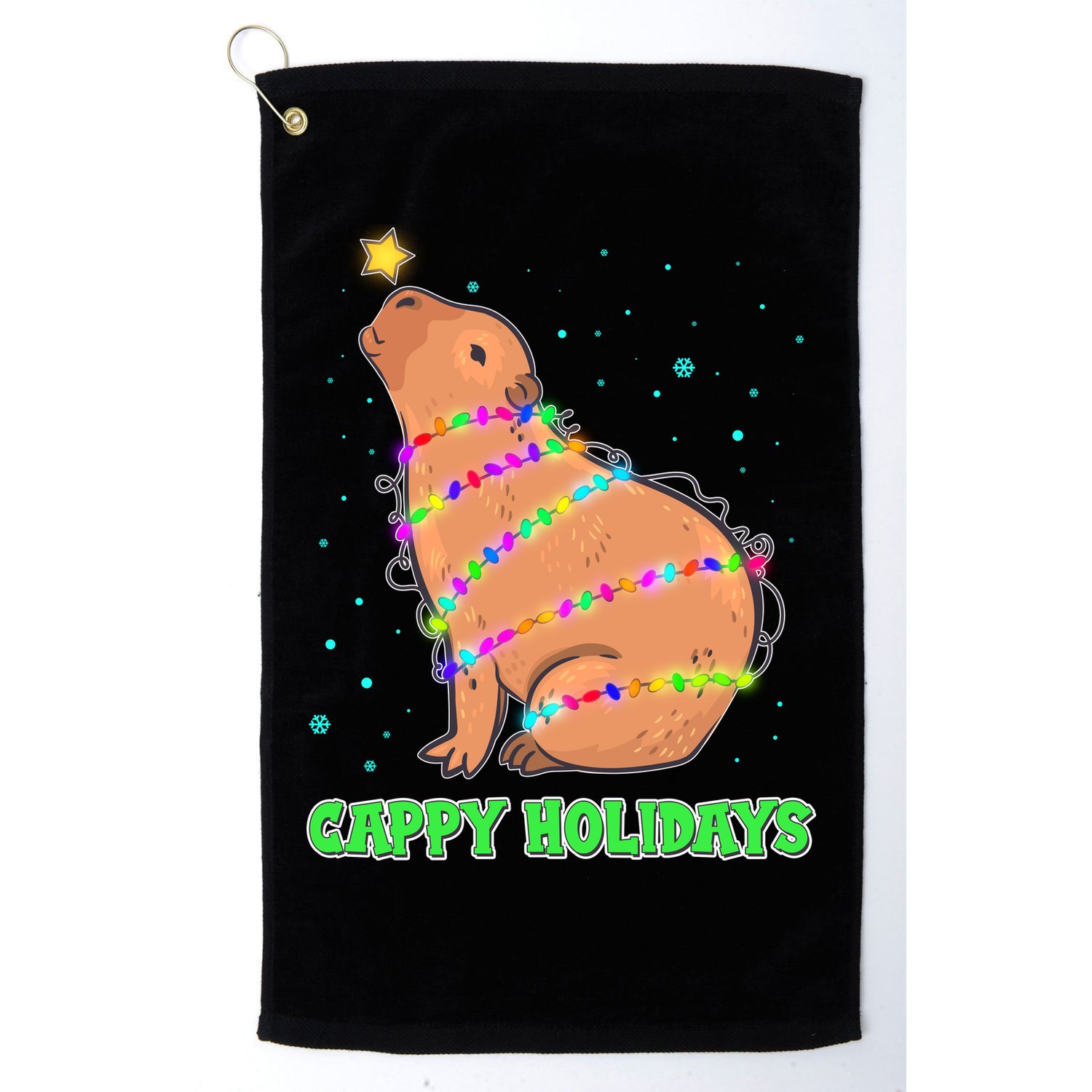 Funny Cute Christmas Cappy Holidays Capybara Golf Towel
