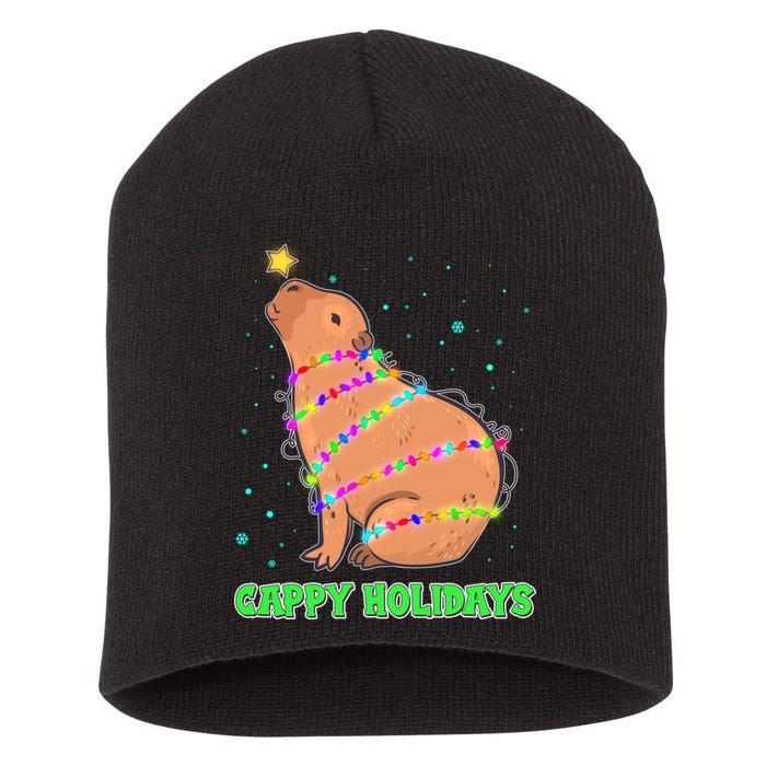 Funny Cute Christmas Cappy Holidays Capybara Short Acrylic Beanie