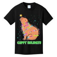 Funny Cute Christmas Cappy Holidays Capybara Kids T-Shirt