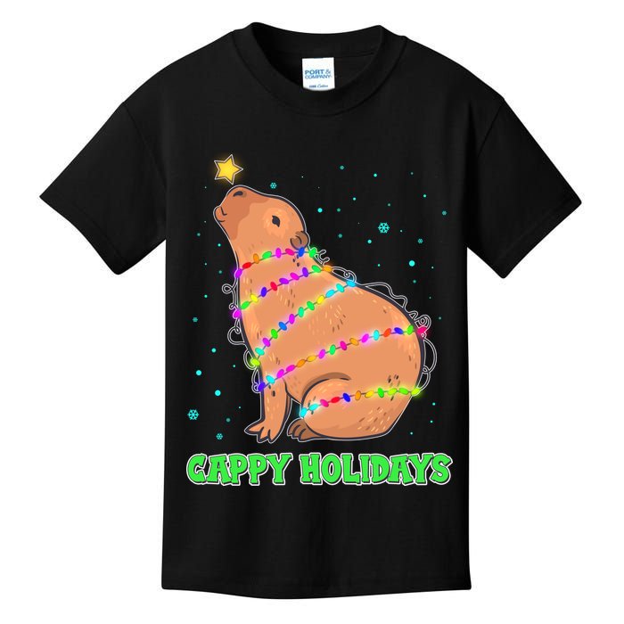 Funny Cute Christmas Cappy Holidays Capybara Kids T-Shirt