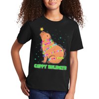 Funny Cute Christmas Cappy Holidays Capybara Kids T-Shirt