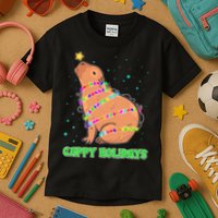 Funny Cute Christmas Cappy Holidays Capybara Kids T-Shirt