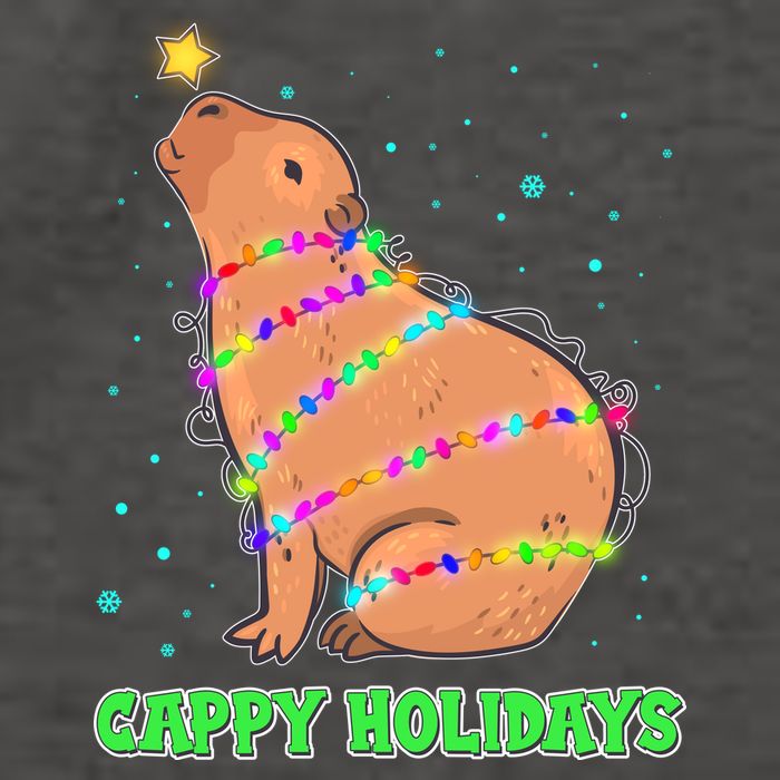 Funny Cute Christmas Cappy Holidays Capybara Vector Backpack