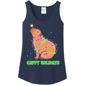 Funny Cute Christmas Cappy Holidays Capybara Ladies Essential Tank