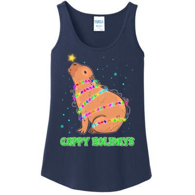 Funny Cute Christmas Cappy Holidays Capybara Ladies Essential Tank