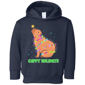 Funny Cute Christmas Cappy Holidays Capybara Toddler Hoodie