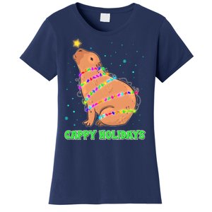 Funny Cute Christmas Cappy Holidays Capybara Women's T-Shirt