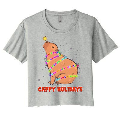 Funny Cute Christmas Cappy Holidays Capybara Women's Crop Top Tee